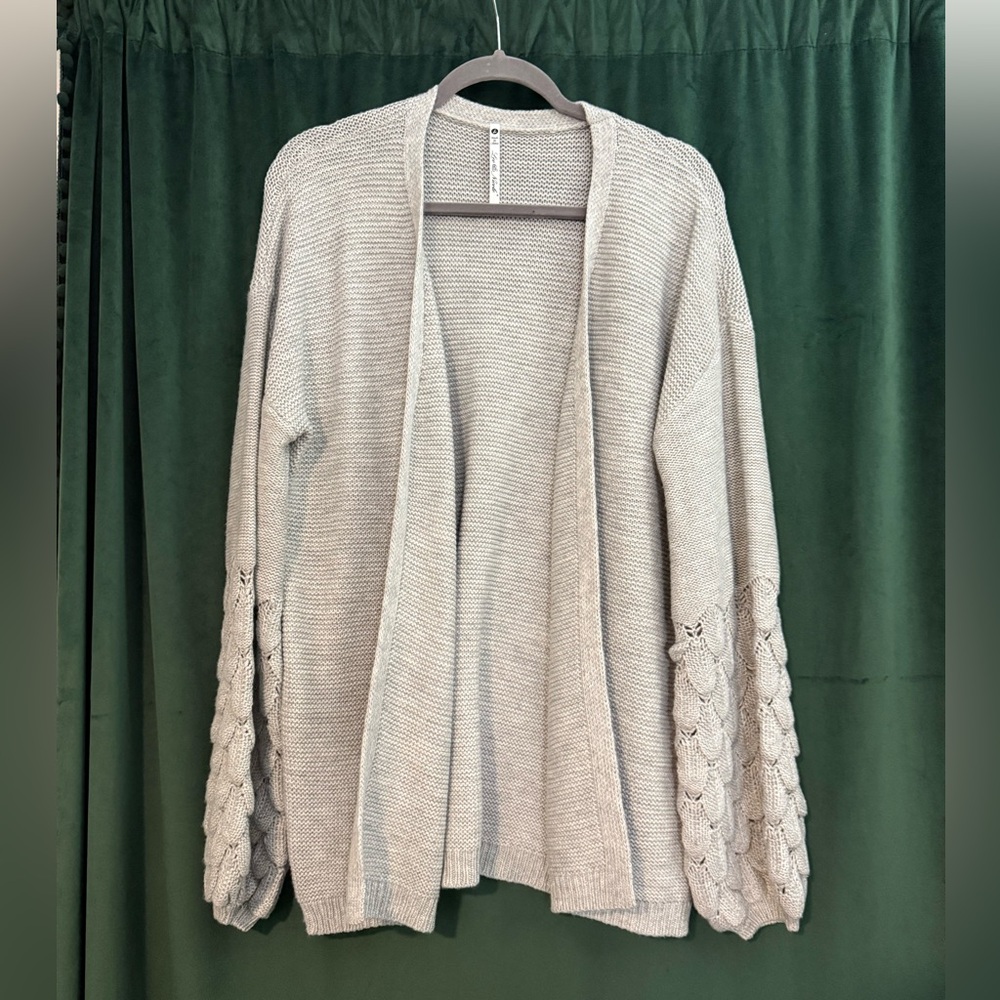 Leo & Nicole Chunky Knit Bobble Sleeved Open-Front Cardigan Sz Large